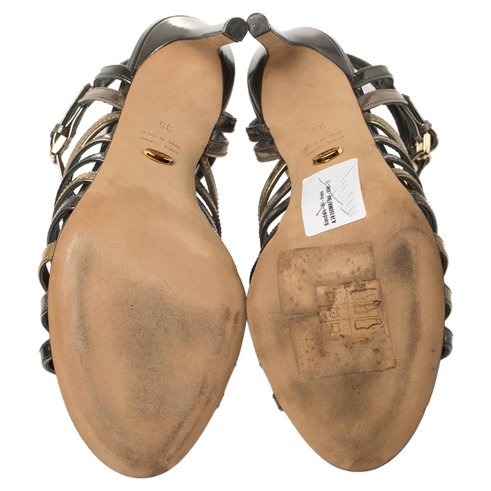 Sergio Rossi Multicolor Patent Leather Strappy Cage Sandals Size 35 3