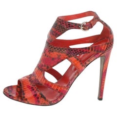 Sergio Rossi - Sandales à lanières en peau de serpent multicolore, taille 39