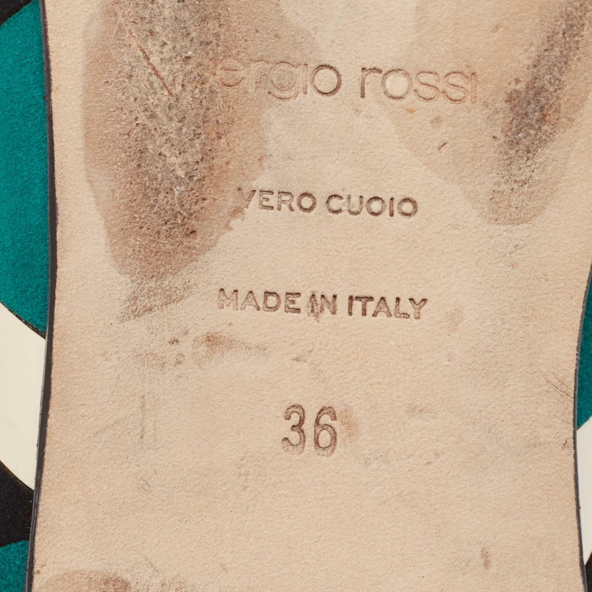 Sergio Rossi - Mules plates en daim multicolores, taille 36 en vente 3
