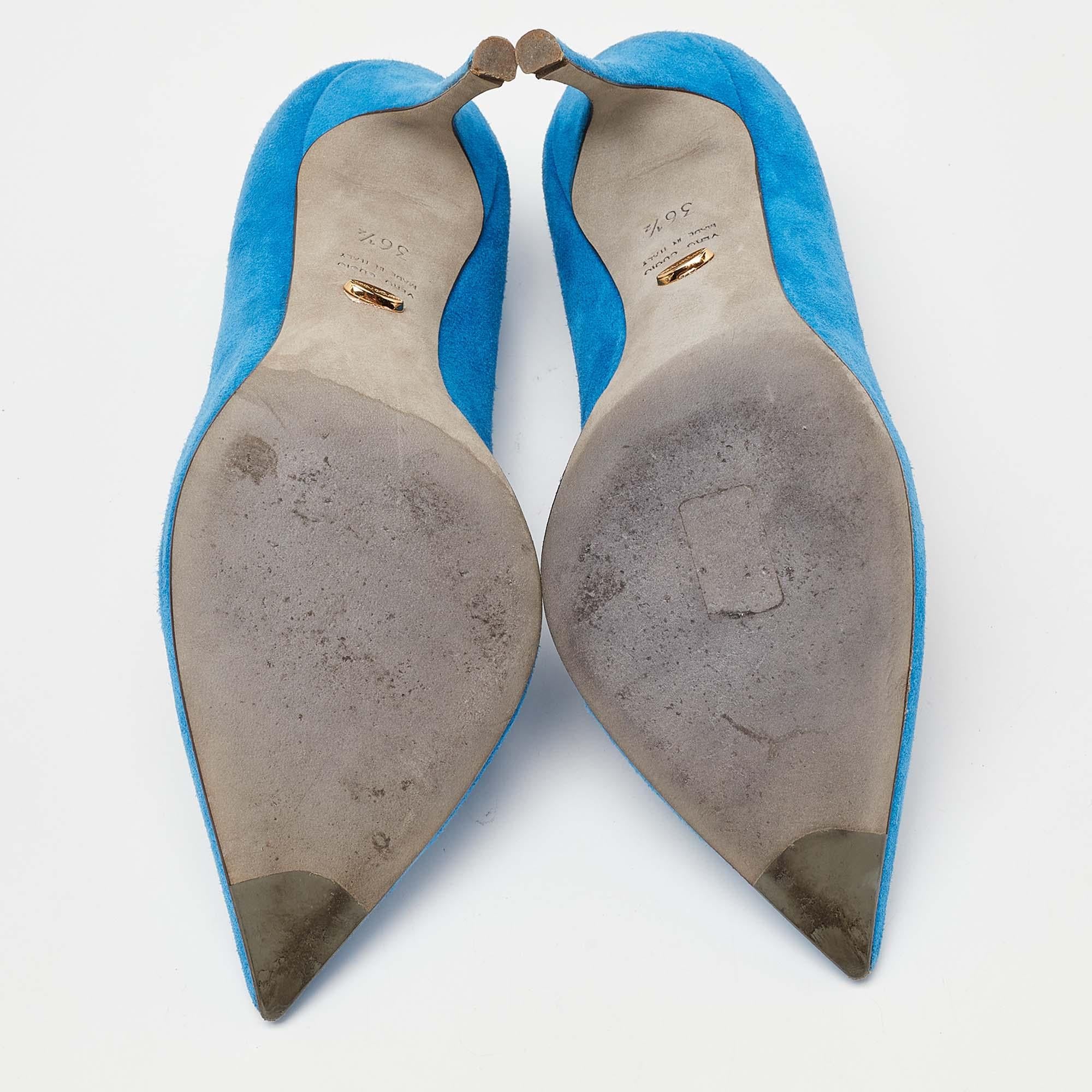 Sergio Rossi escarpins à bout pointu en daim bleu marine, taille 36,5 en vente 1
