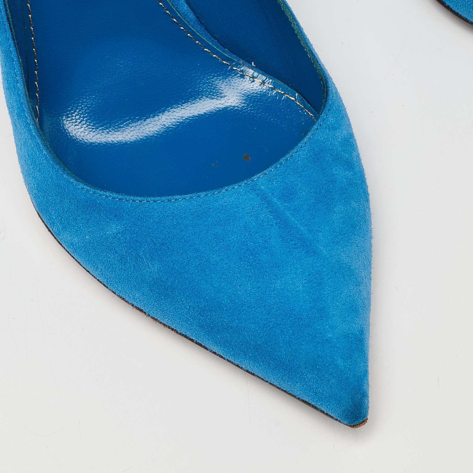 Sergio Rossi escarpins à bout pointu en daim bleu marine, taille 36,5 en vente 2