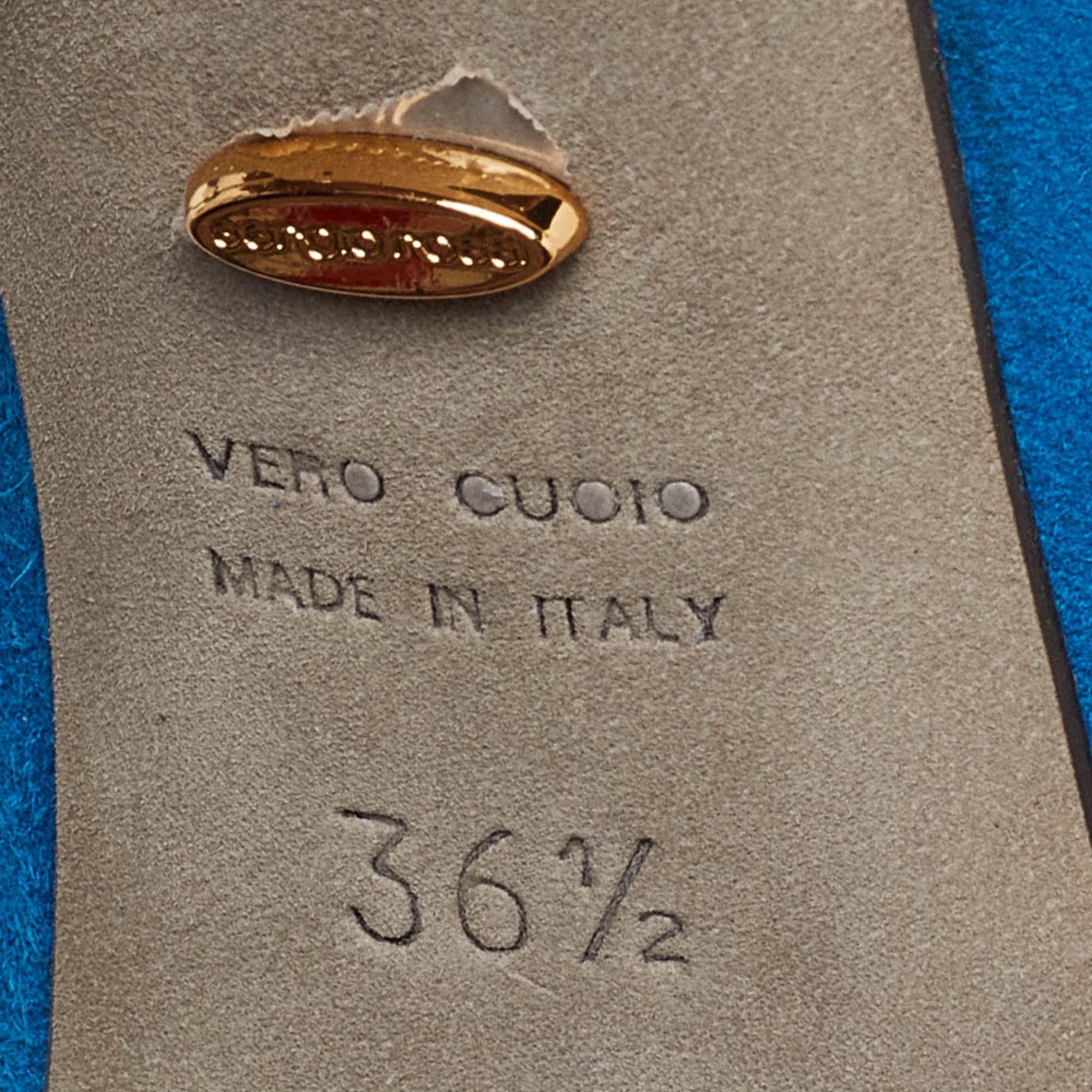 Sergio Rossi escarpins à bout pointu en daim bleu marine, taille 36,5 en vente 3