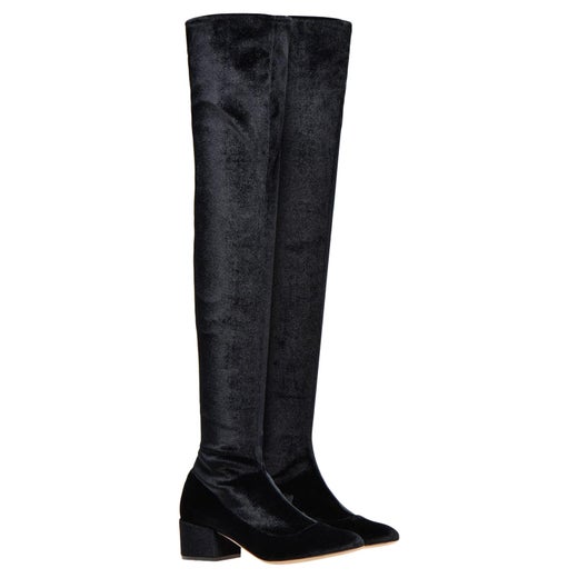 Sergio Rossi NEW Boots and Over the knee VIRGINIA Black Mixed fabric High  Size 38 For Sale at 1stDibs