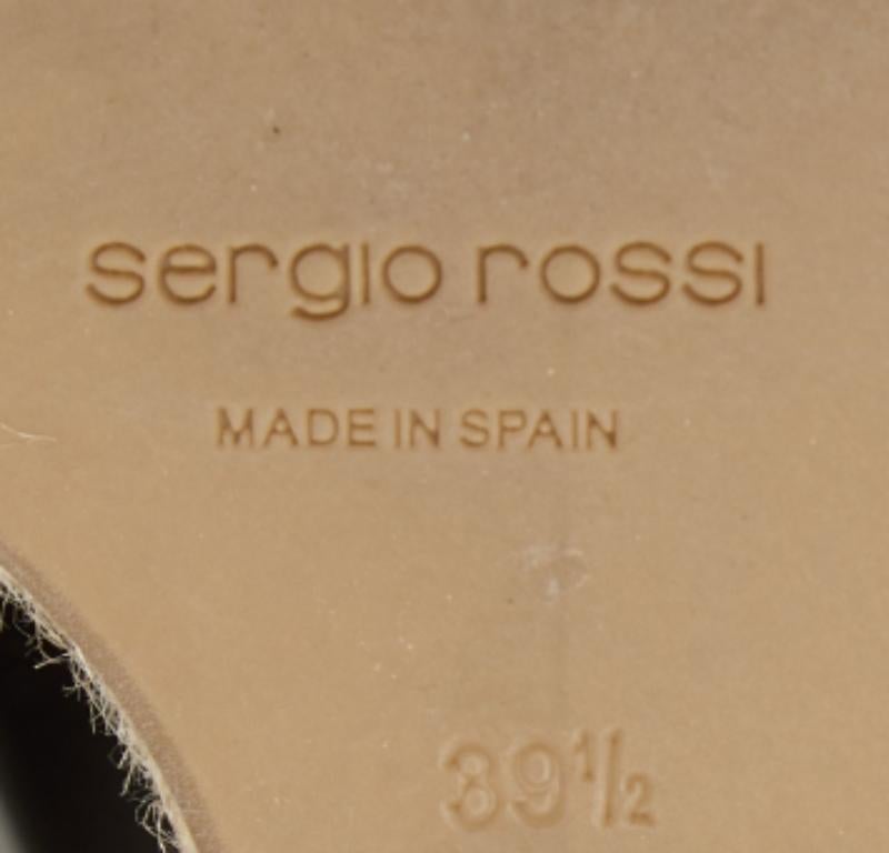 Sergio Rossi Ombre Gold Leather and Jute Ankle Wrap Wedge Pumps Size 39.5 For Sale 1