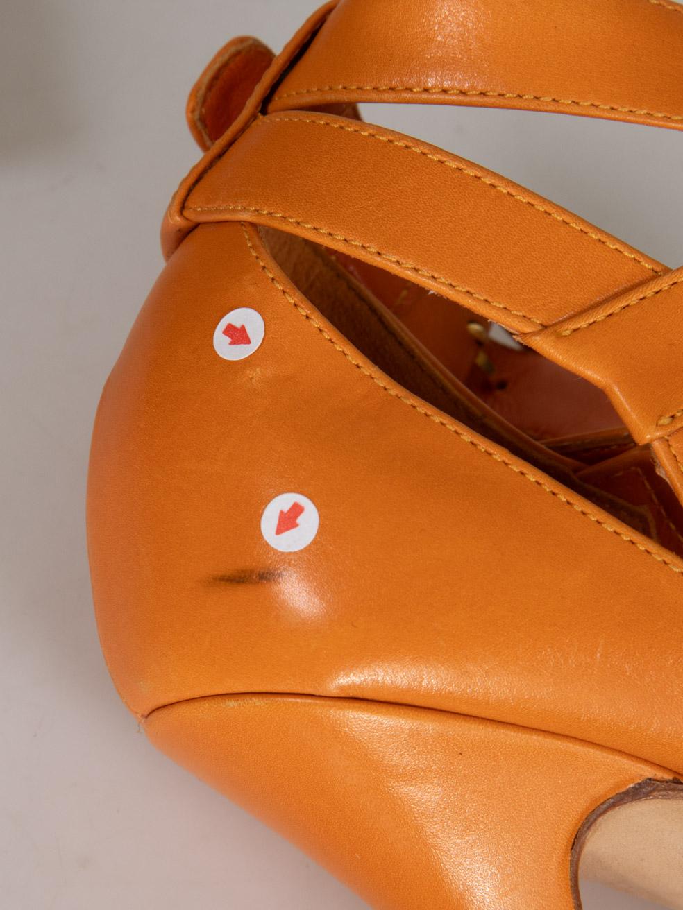 Sergio Rossi Orange Leder Peep Toe Heels Größe IT 40 im Angebot 6