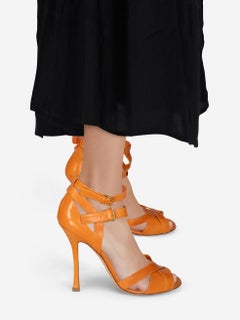 Sergio Rossi Talons en cuir orange Peep Toe Taille IT 40