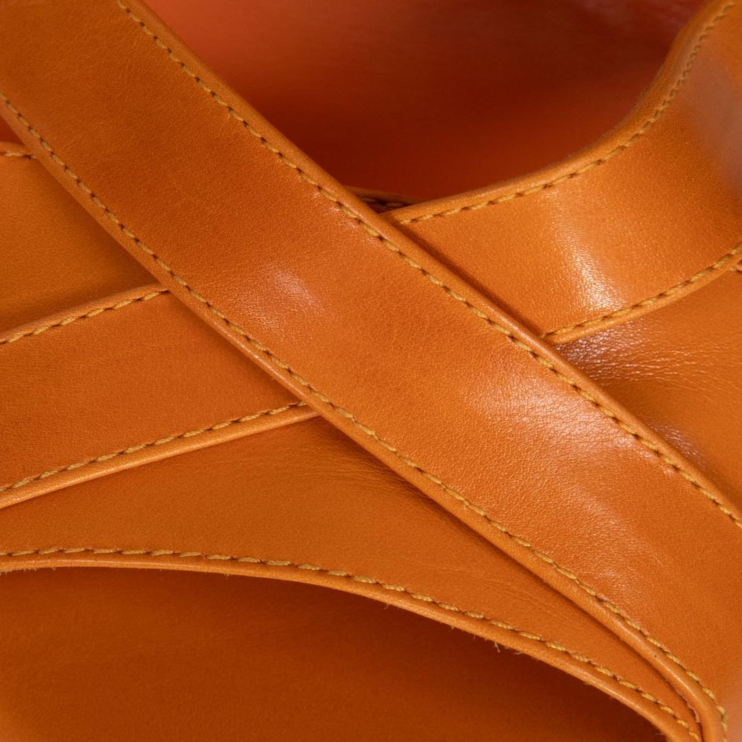 Sergio Rossi Orange Leder Peep Toe Heels Größe IT 40 im Angebot 1