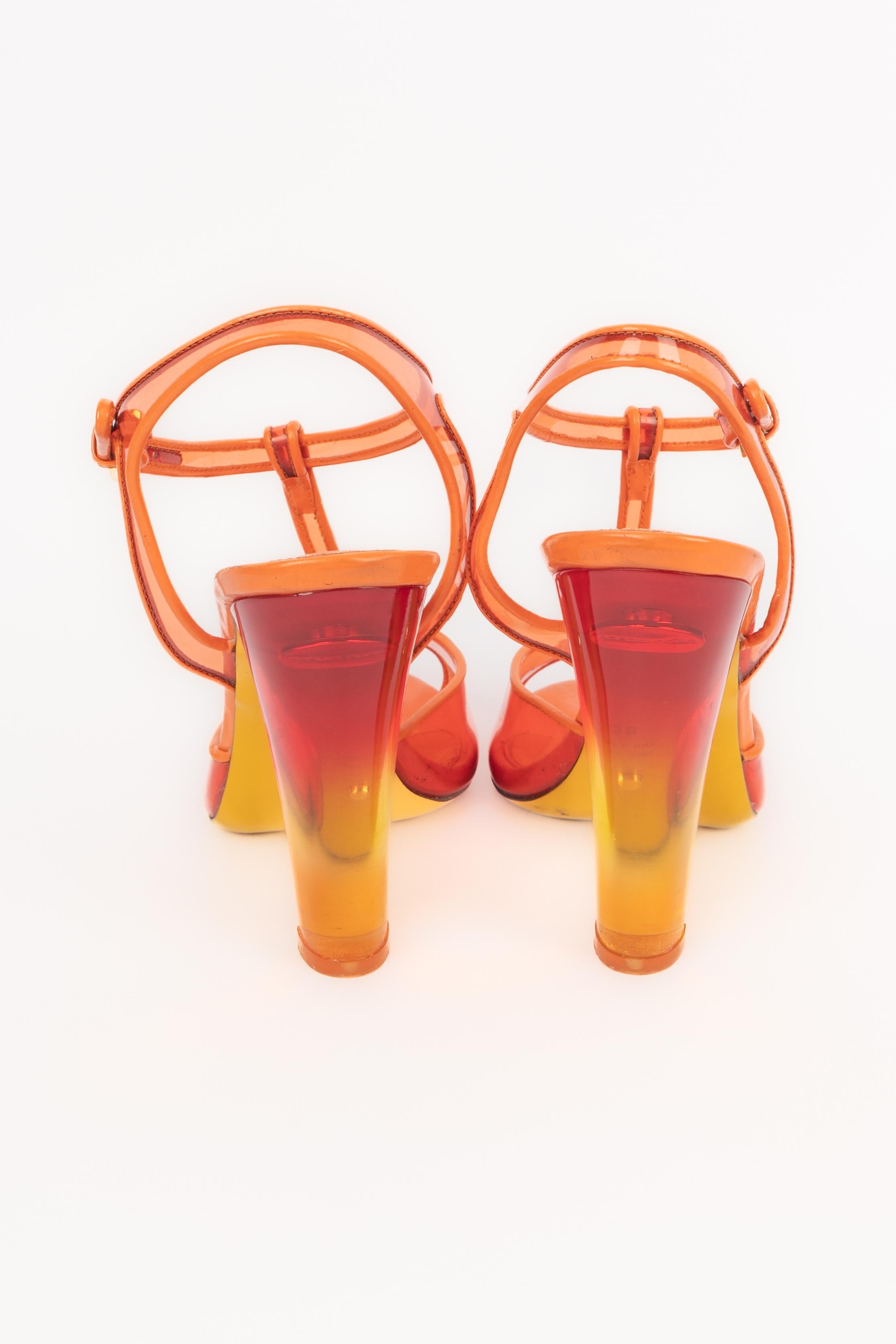 Sergio Rossi - talons aiguilles orange en vente 3