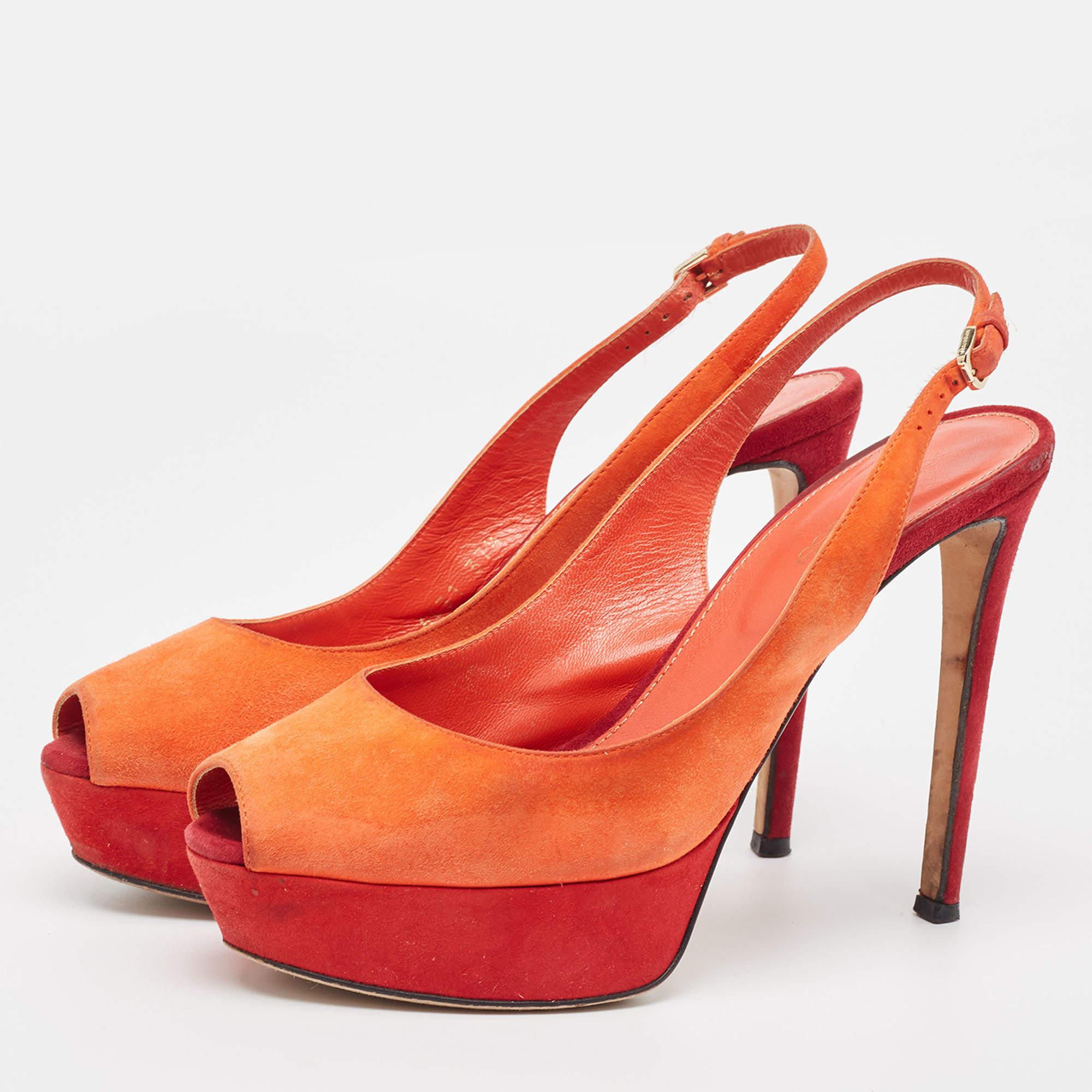 Make a chic style statement with these designer pumps. They showcase sturdy heels and durable soles perfect for your fashionable outings