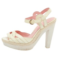 Sergio Rossi Patent Leather Platform Espadrille Ankle Strap Sandals Size 39