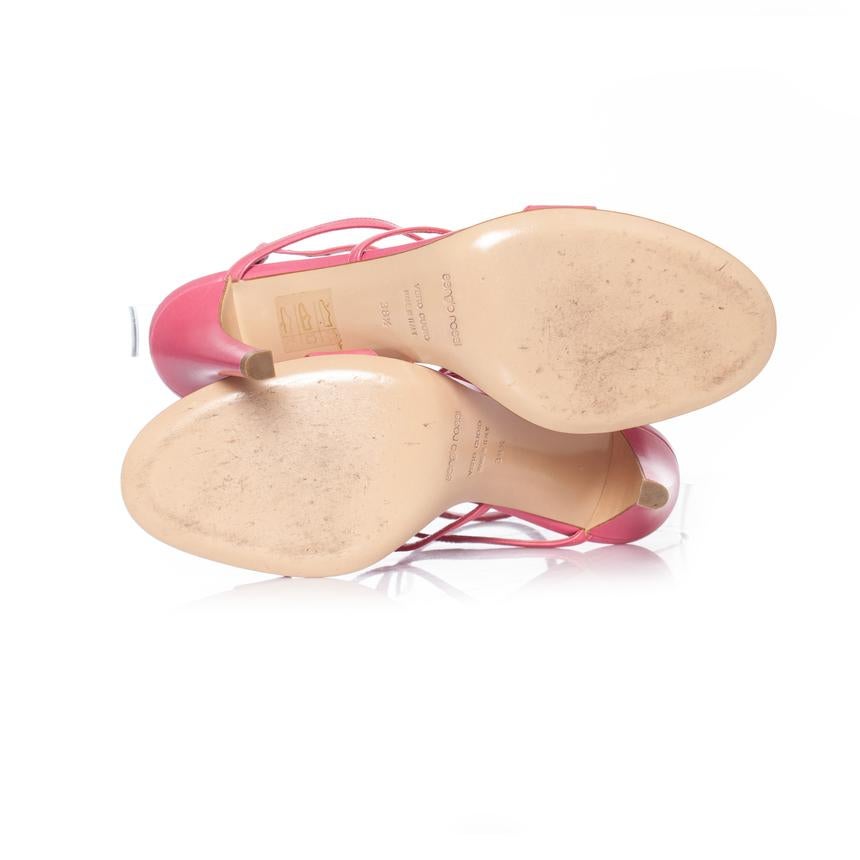 Sergio Rossi, pink leather cut-out sandals. For Sale 1