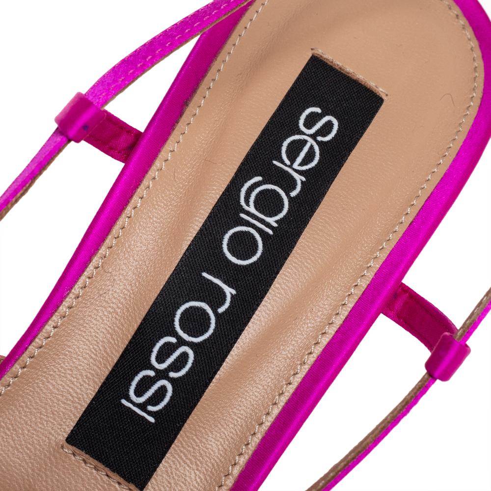 Sergio Rossi Pink Satin Sr Icona Slingback Sandals Size 38.5 3