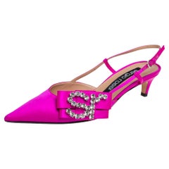 Sergio Rossi Pink Satin Sr Icona Slingback Sandals Size 38.5
