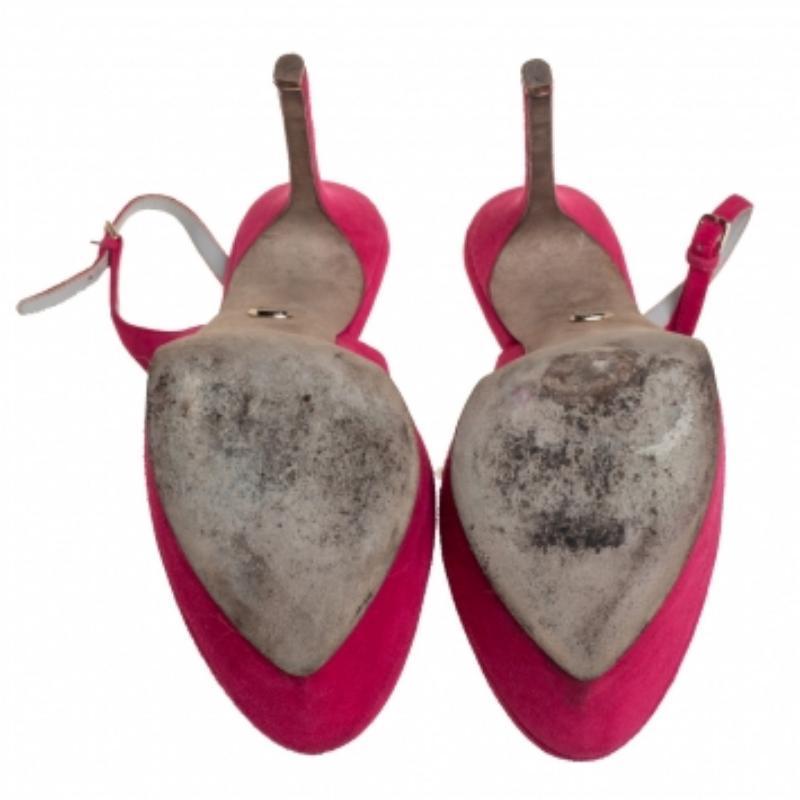Sergio Rossi Pink Suede Cachet Peep Toe Platform Slingback Sandals Size 39 For Sale 2