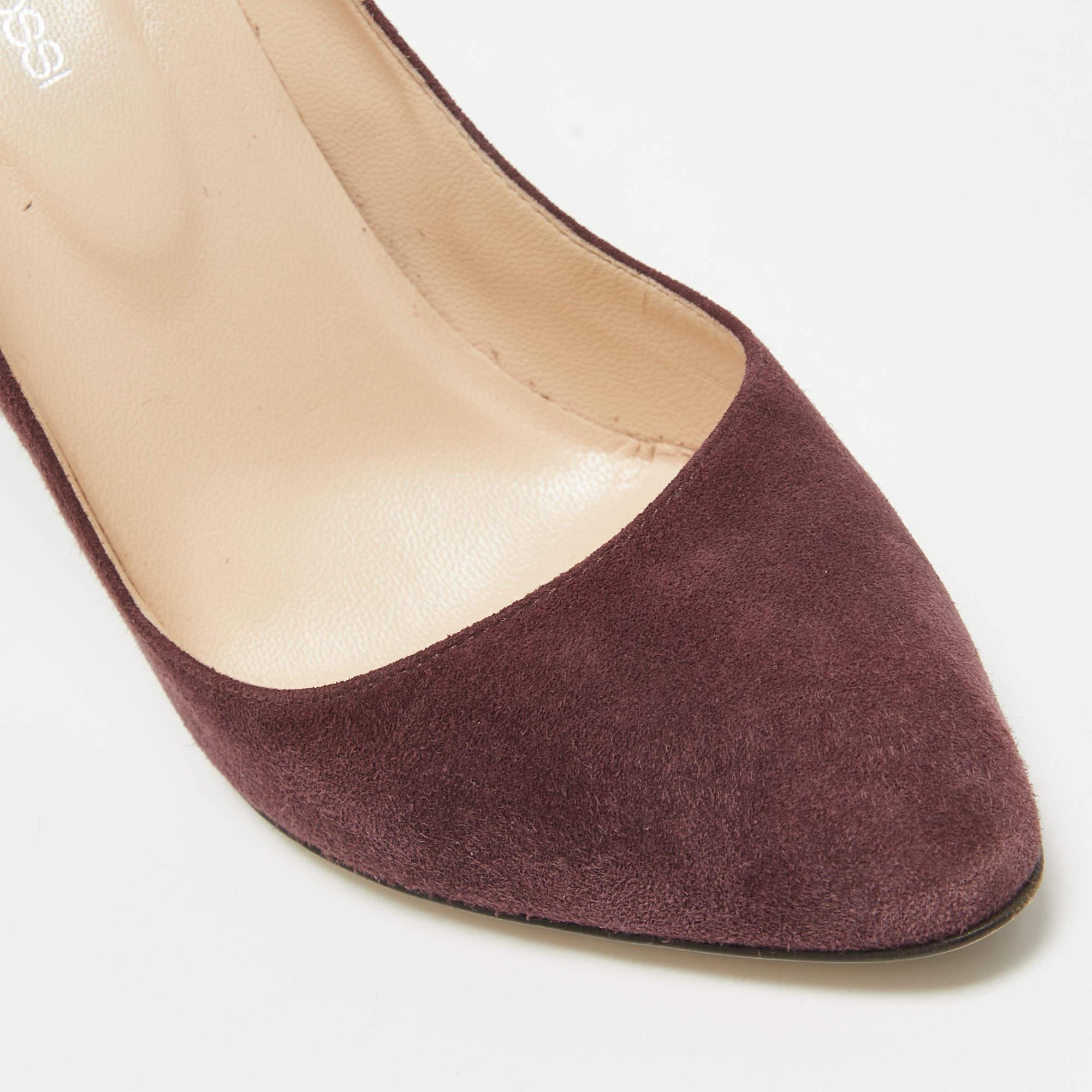 Sergio Rossi Plum Suede Pumps Size 38 For Sale 2