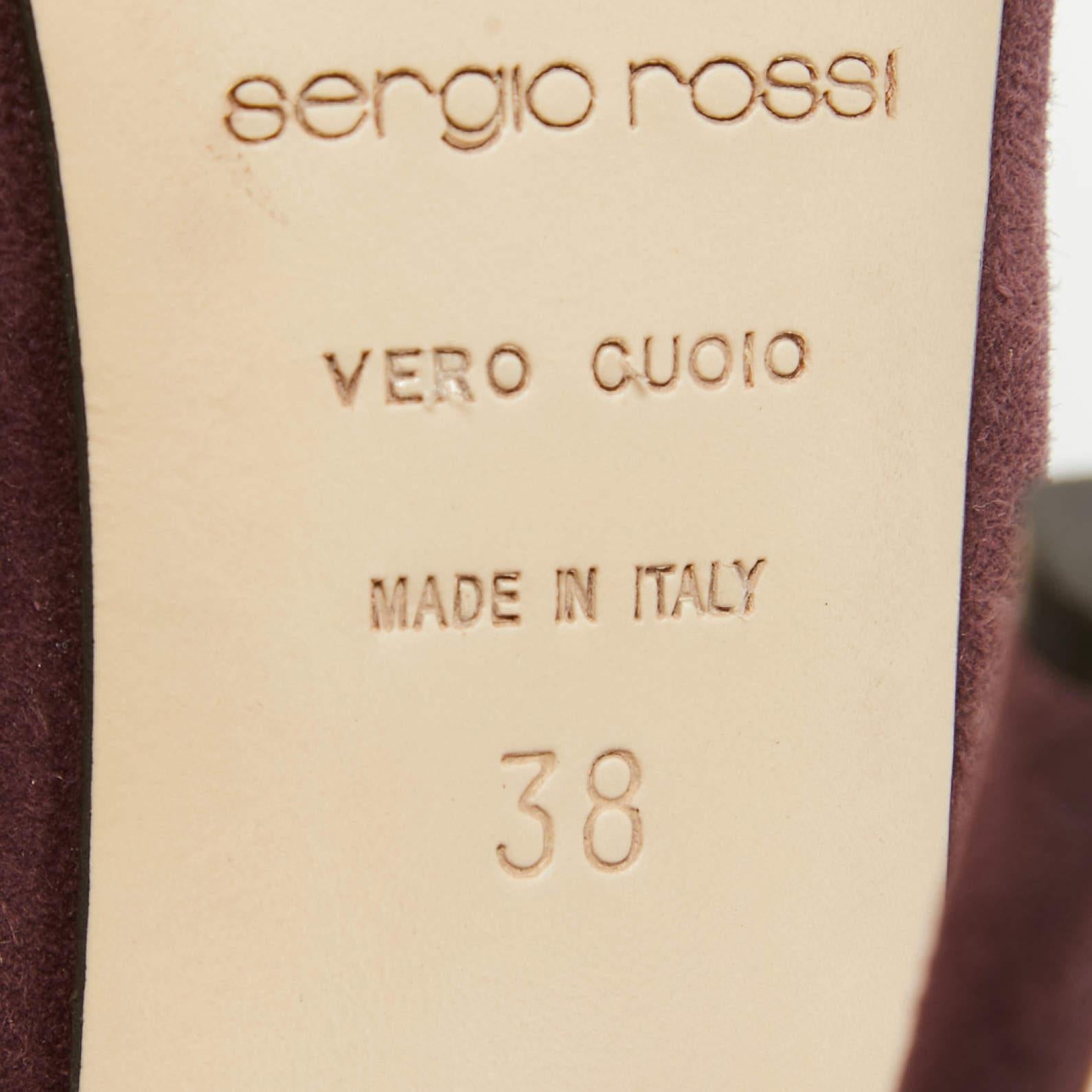 Sergio Rossi Plum Suede Pumps Size 38 For Sale 3