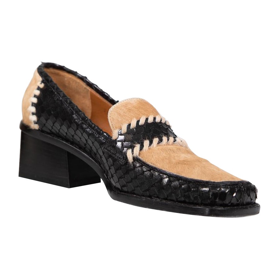 Sergio Rossi Pony Hair 
Snakeskin Leather Loafers Size IT 36.5