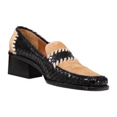 Sergio Rossi Pony Hair & Snakeskin Leather Loafers Size IT 36.5
