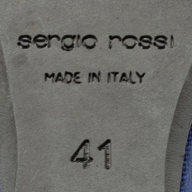 Sergio Rossi Lila Stoff Open Toe Keil Plateau Slingback Sandalen Größe 41 im Angebot 2