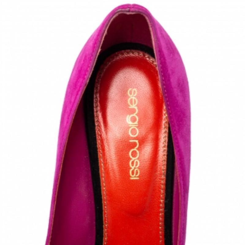Sergio Rossi Purple/Orange Suede Peep Toe Pumps Size 37.5 For Sale 1