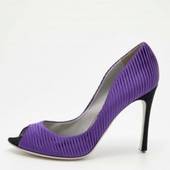 Sergio Rossi Pumps Peep Toe in raso plissettato viola taglia 40
