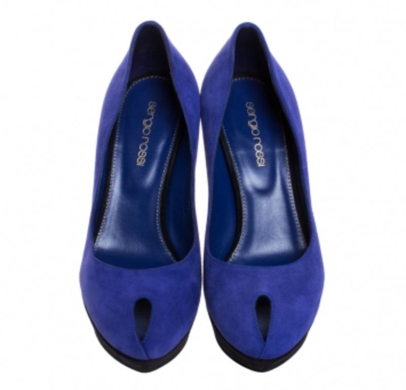 Sergio Rossi Lila Wildleder Cachet Plateau Pumps Größe 36 im Angebot 1