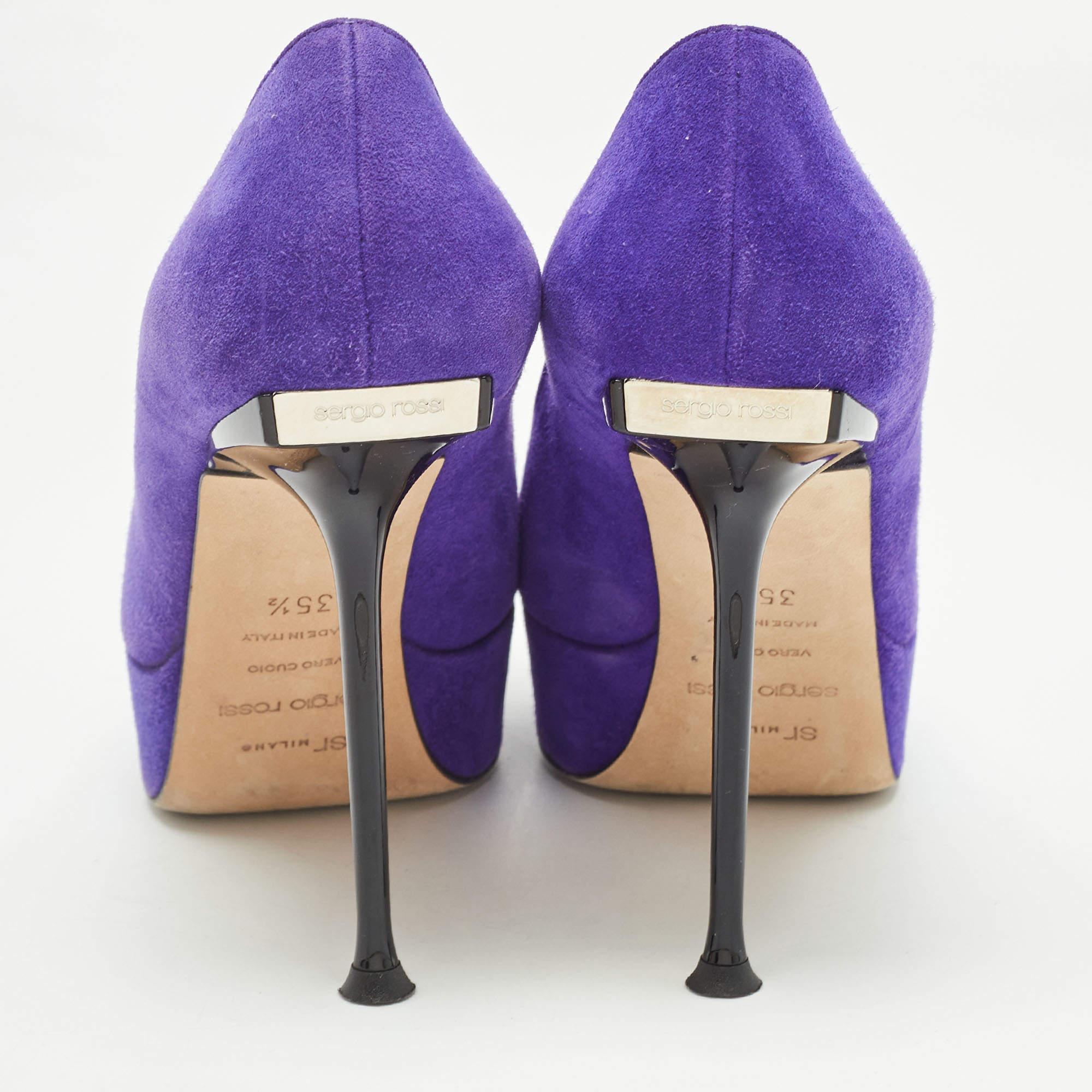Sergio Rossi escarpins à bout ouvert en daim violet, taille 35,5 Pour femmes en vente