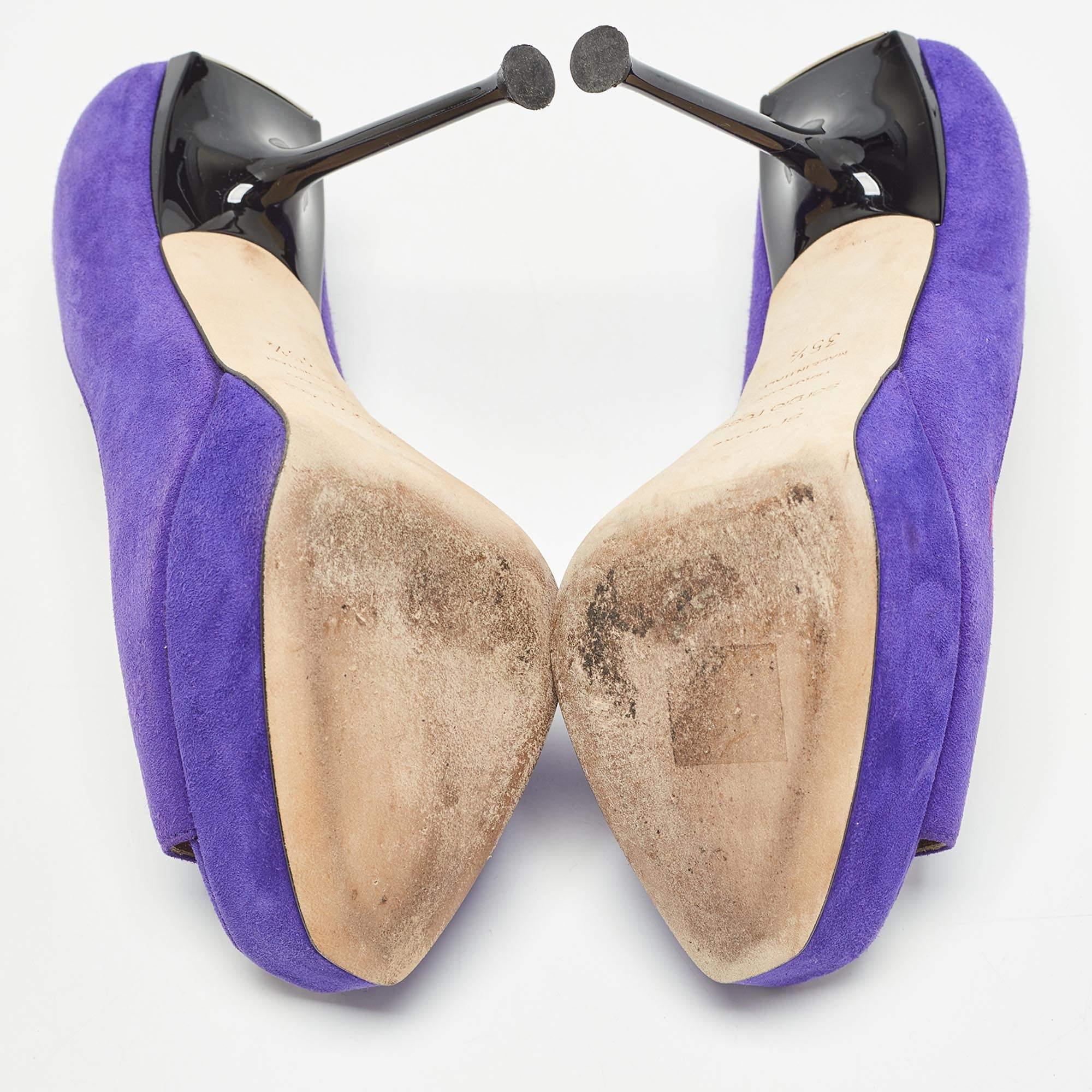 Sergio Rossi escarpins à bout ouvert en daim violet, taille 35,5 en vente 1