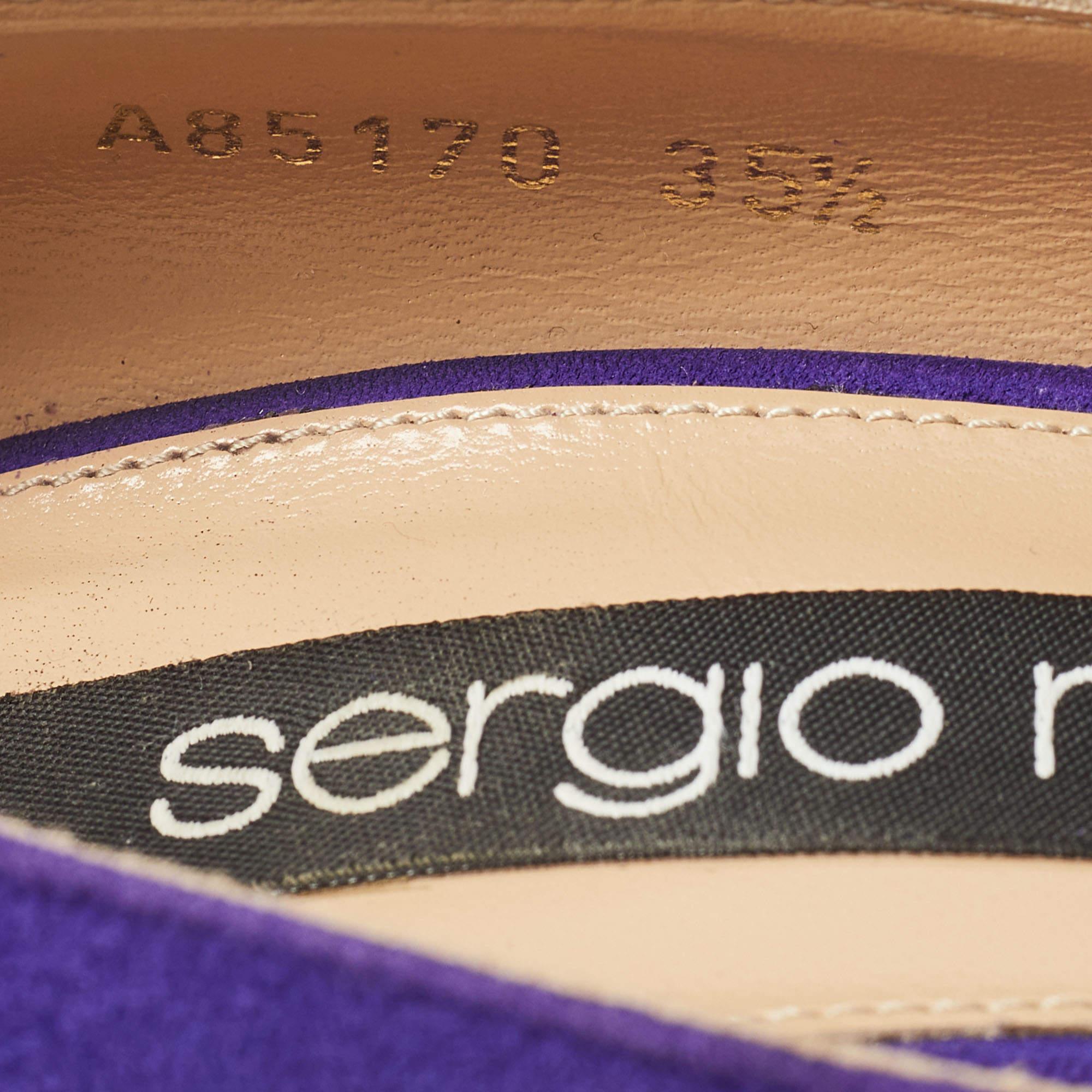 Sergio Rossi escarpins à bout ouvert en daim violet, taille 35,5 en vente 3