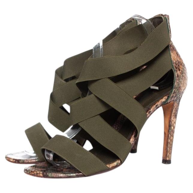 Sergio Rossi, Python sandals with elastic straps. en vente