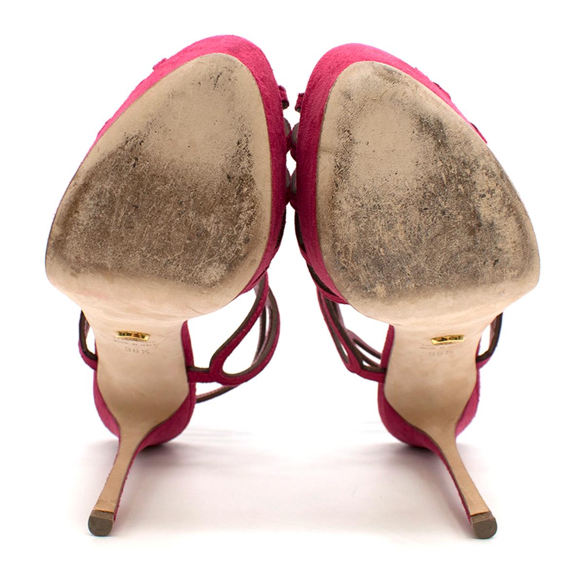 Sergio Rossi Raspberry Rhinestone-embellished Heeled Sandals SIZE 36.5 For Sale 4