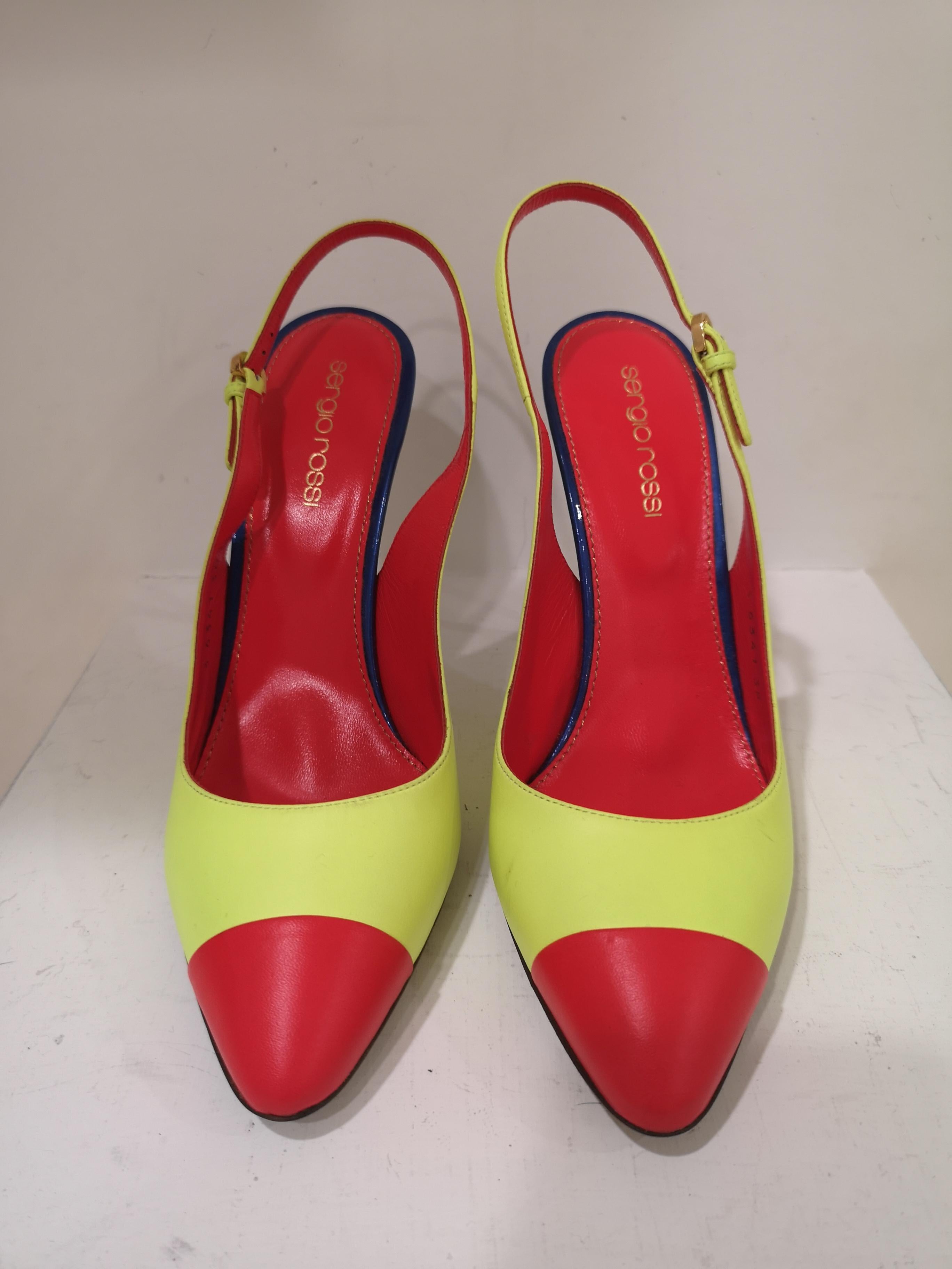 Sergio Rossi Red Blue Fluo Yellow Decollete For Sale 5