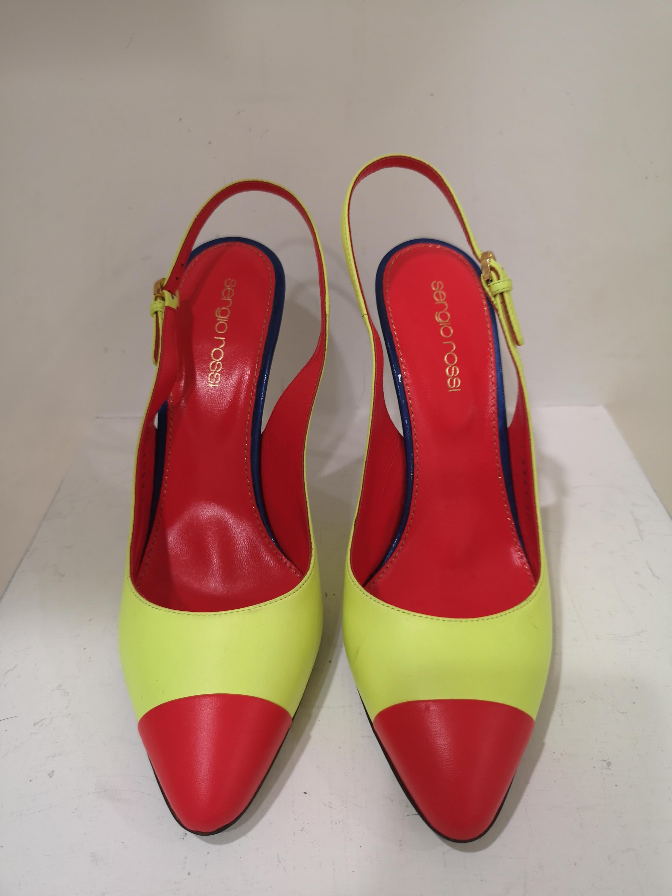 Sergio Rossi Red Blue Fluo Yellow Decollete For Sale 6