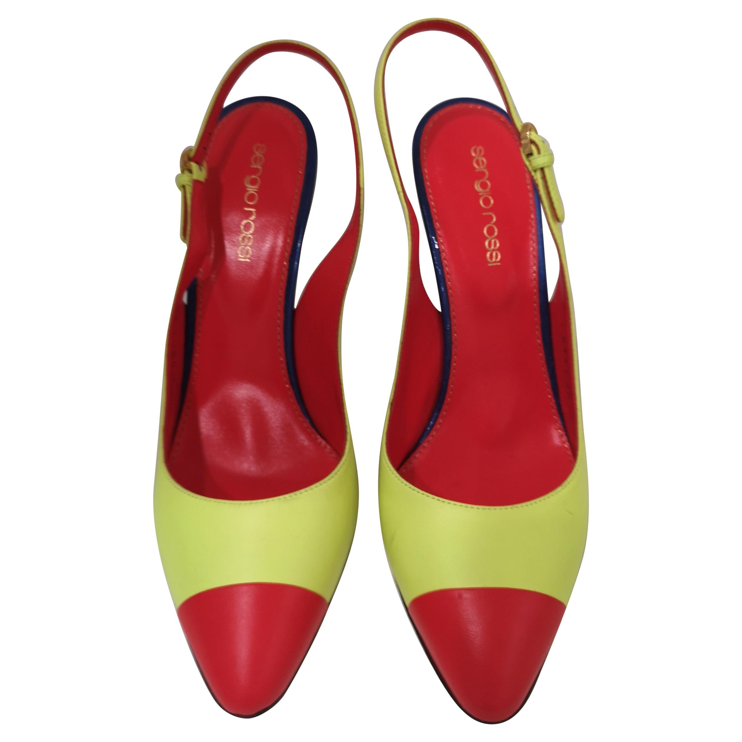 Sergio Rossi Red Blue Fluo Yellow Decollete