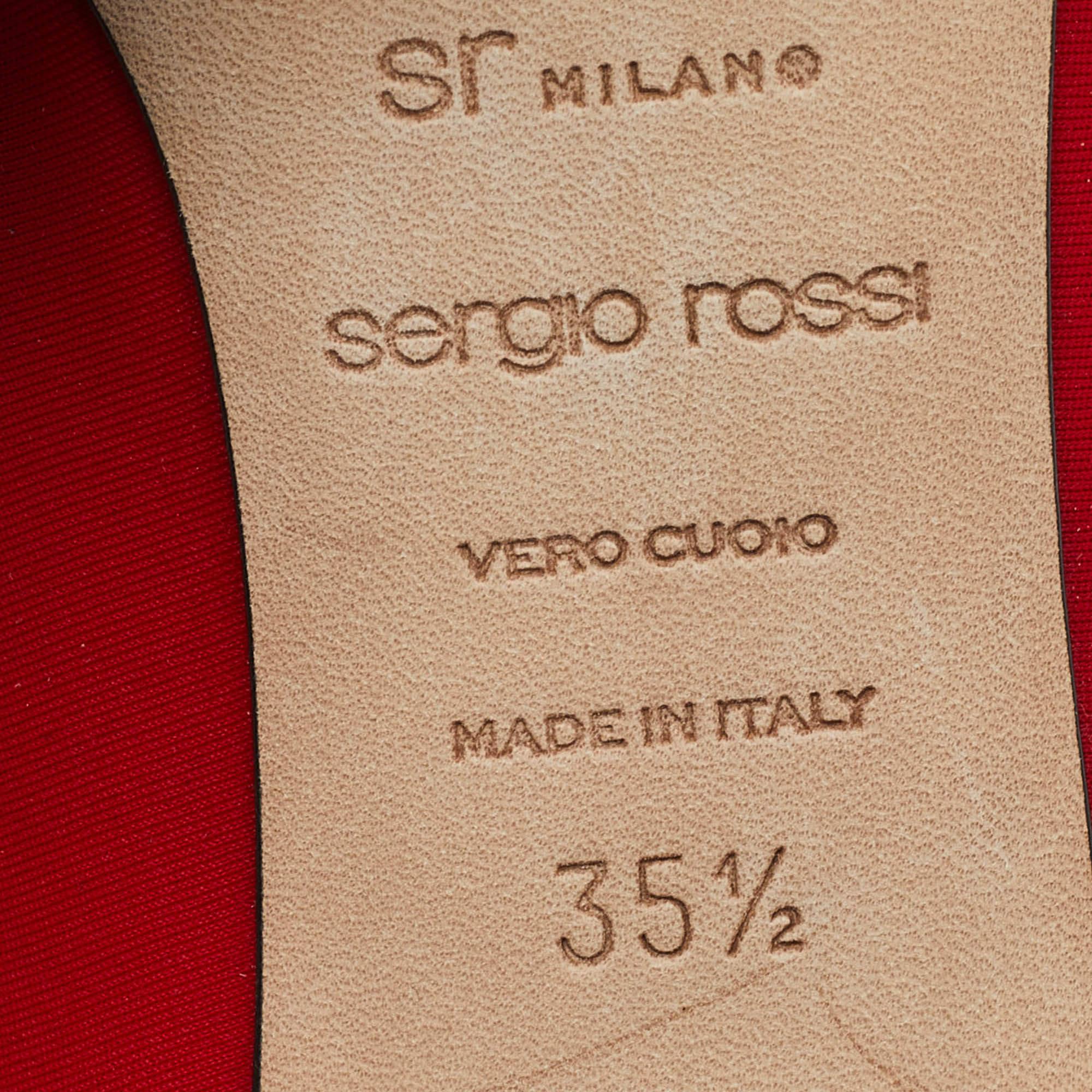 Sergio Rossi Red Satin Buckle Pumps Size 35.5 For Sale 4