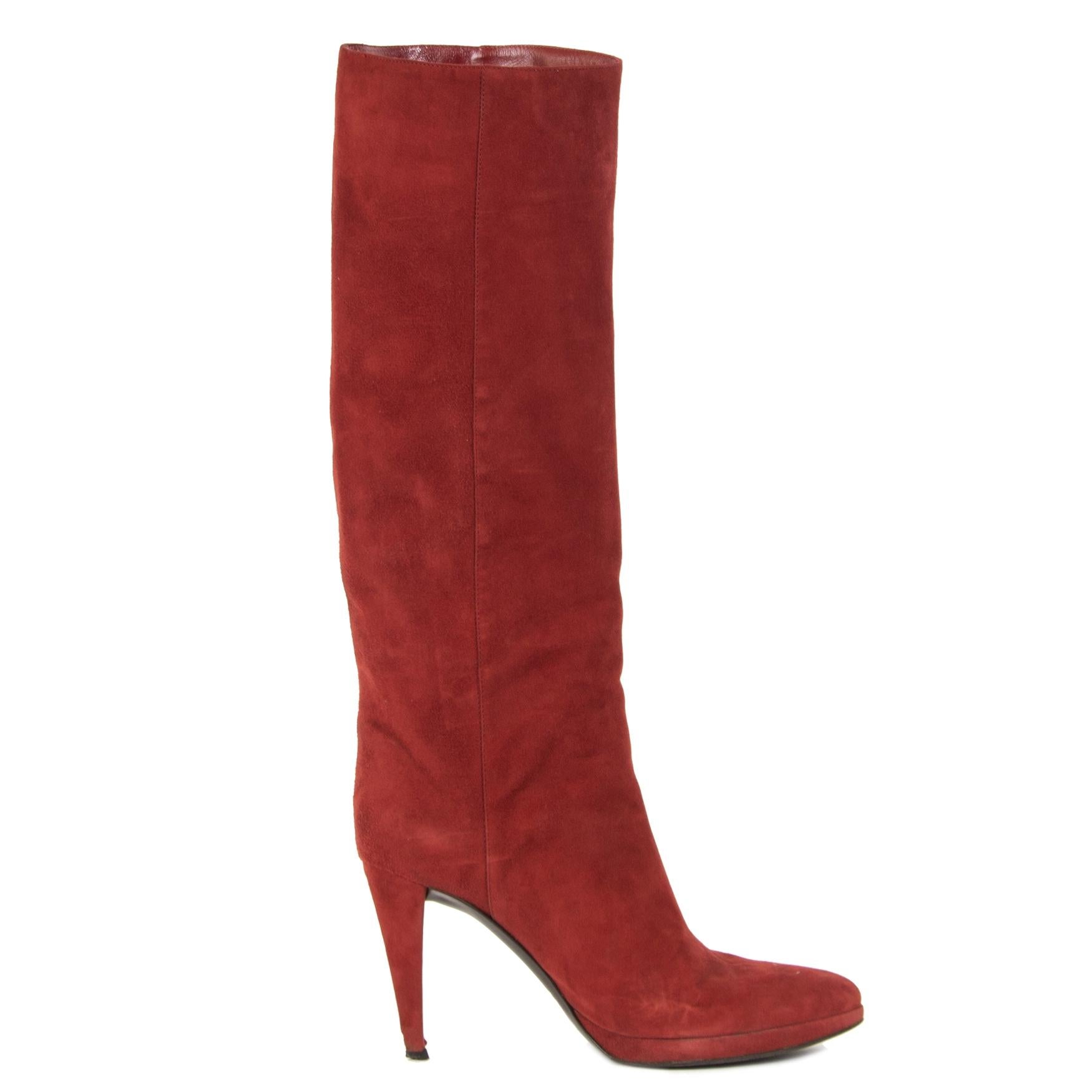 Sergio Rossi Red Suede High Boots - Size 41