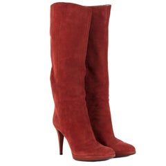 Sergio Rossi Red Suede High Boots - Size 41