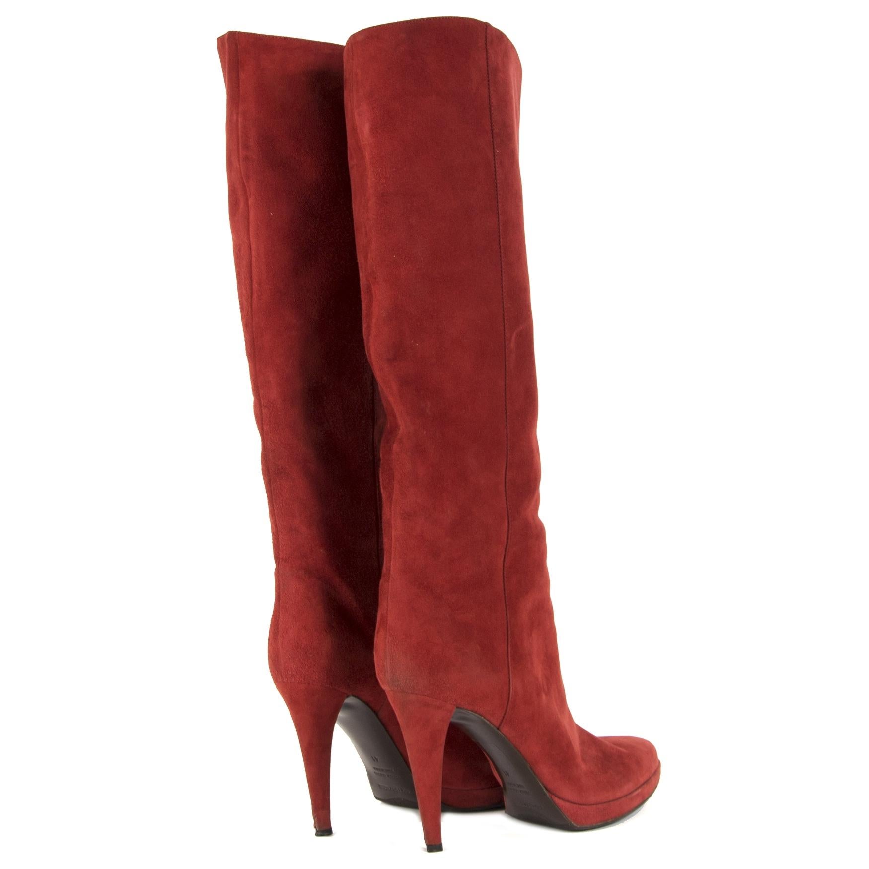 tall red suede boots