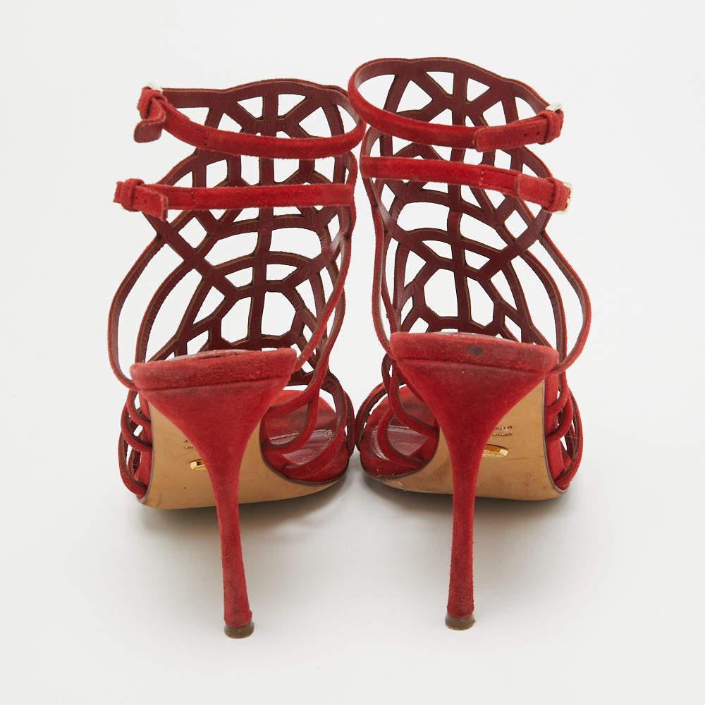 Sergio Rossi - Sandales puzzle en daim rouge, taille 37 Pour femmes en vente