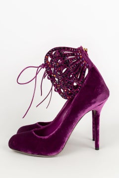 Sergio Rossi Shoes in Velvet Pumps Paved with Rhinestones