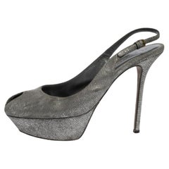 Sergio Rossi - Sandales à talons compensés à bout ouvert en daim argenté, taille 37,5