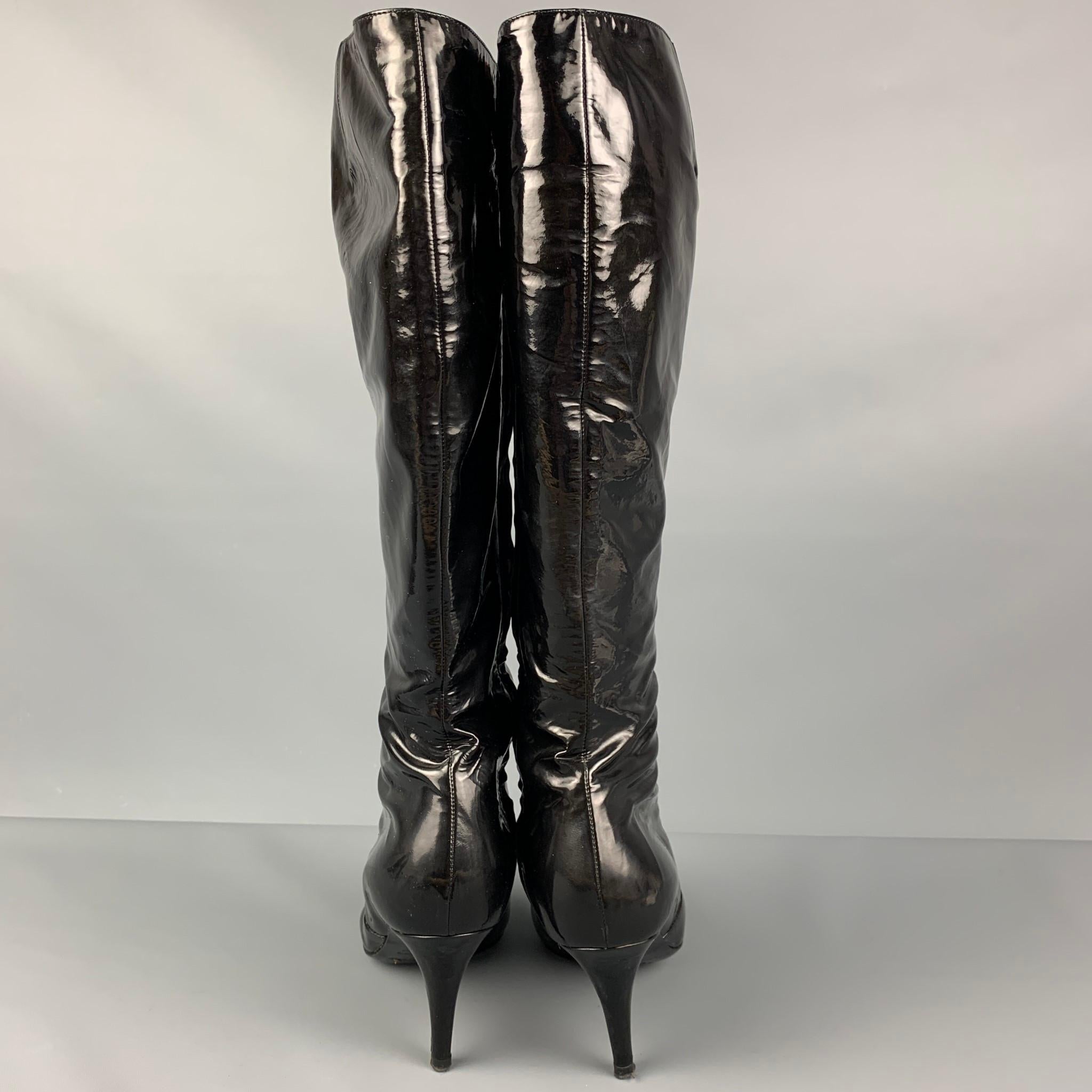 Women's SERGIO ROSSI Size 6.5 Black Patent Leather Boots