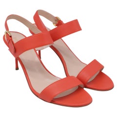 Sergio Rossi Slingback Sandal Heels in Orange Leather