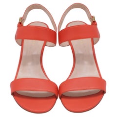 Sergio Rossi Slingback Sandal Heels in Orange Leather
