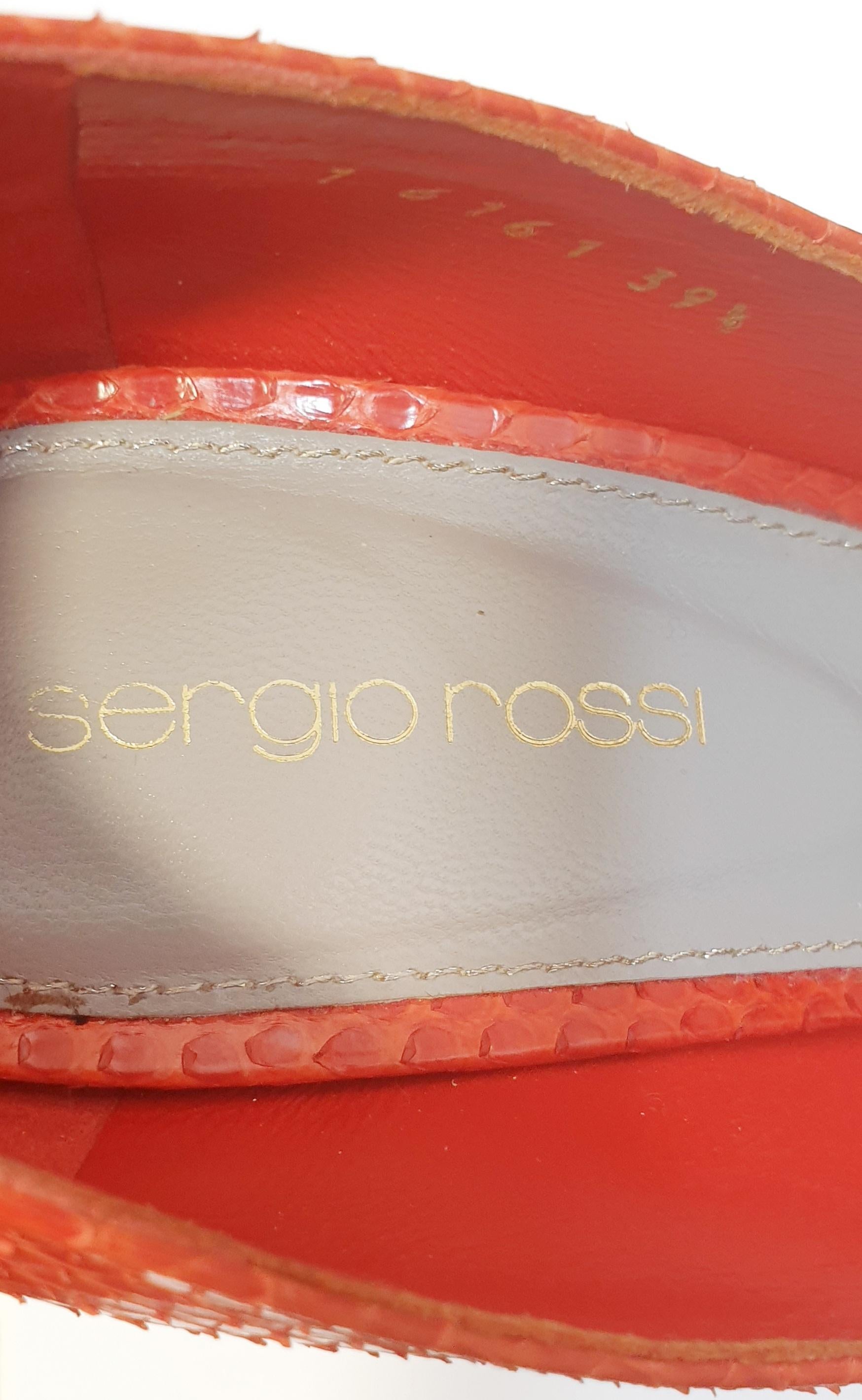 Orange Sergio Rossi Snakeskin Shoes For Sale
