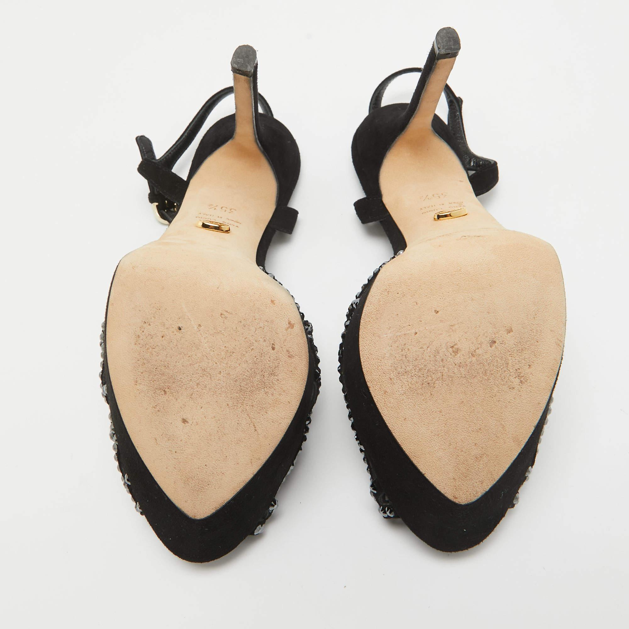 Sergio Rossi - Sandales à lanières à plateforme embellies de cristaux, taille 35,5 en vente 1