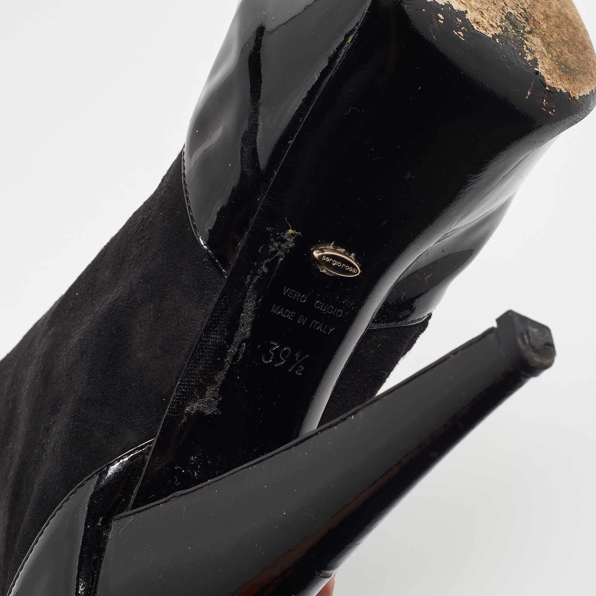 Sergio Rossi Pelle Scamosciata Baltimora Peep Toe Platform Ankle Boots Taglia 39.5 in vendita 3