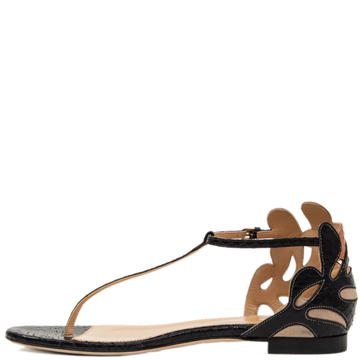 SERGIO ROSSI tan nude python Flats Sandalen Schuhe 39 (Braun) im Angebot