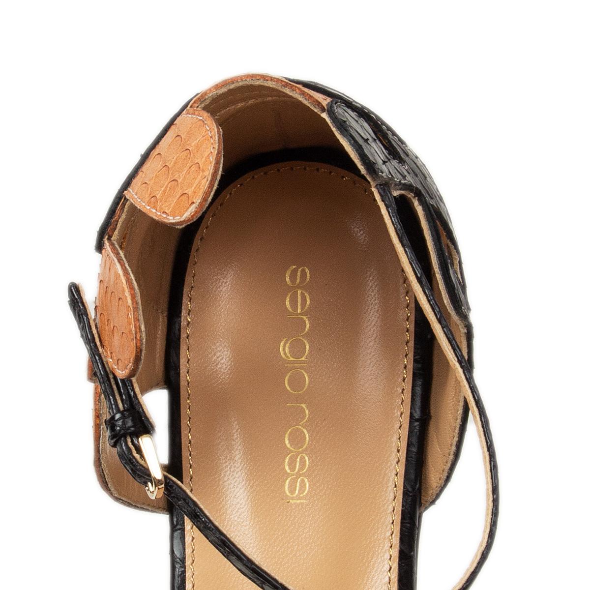 SERGIO ROSSI tan nude python Flats Sandalen Schuhe 39 im Angebot 1