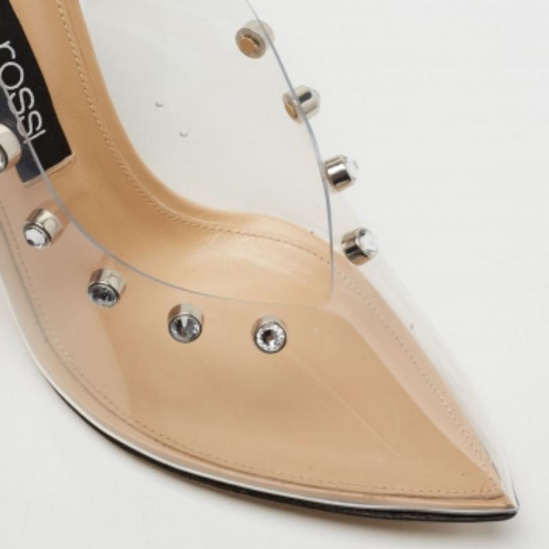 Sergio Rossi Transparent PVC Studded Slingback Pumps Size 40 For Sale 1